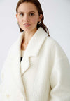 Oui Boucle Double Breasted Coat, White