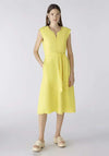 Oui Linen Cotton Fit and Flare Midi Dress, Yellow