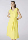 Oui Linen Cotton Fit and Flare Midi Dress, Yellow