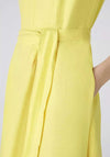 Oui Linen Cotton Fit and Flare Midi Dress, Yellow