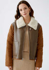 Oui Reversible Borg Mix Jacket, Brown