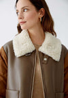 Oui Reversible Borg Mix Jacket, Brown