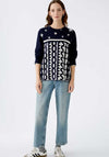 Oui Mongram Star Jacquard Knit Jumper, Navy