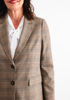 Oui Check Print Single Breasted Blazer, Brown