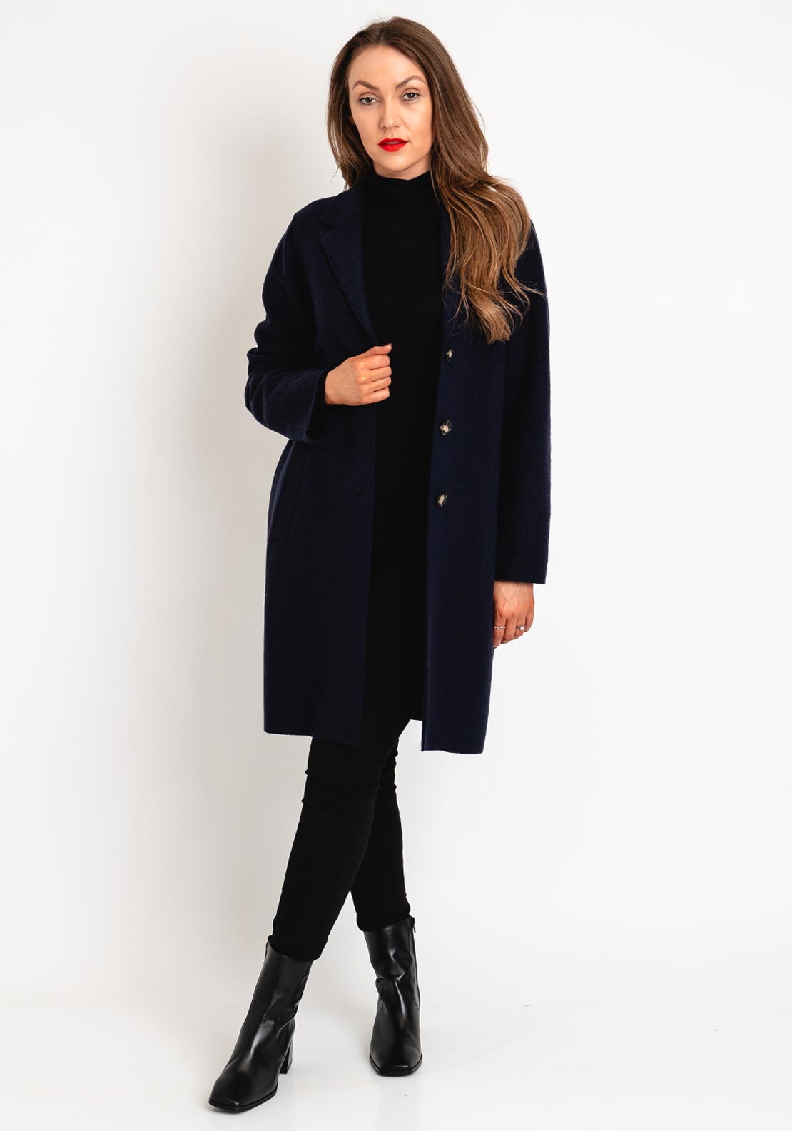 OUI Mayson Boiled Wool Jacket, Dark Blue - McElhinneys