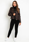 OUI Genuine Leather Biker Jacket, Dark Brown