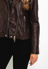 OUI Genuine Leather Biker Jacket, Dark Brown