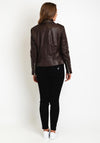 OUI Genuine Leather Biker Jacket, Dark Brown