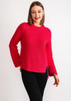 OUI Zip Up Side Detail Knitted Jumper, Jazzy Pink