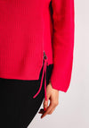 OUI Zip Up Side Detail Knitted Jumper, Jazzy Pink