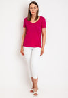 Oui Cari V Neck Top, Aura Red