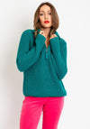 OUI High Neck Half-Zip Knit Jumper, Green