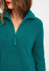 OUI High Neck Half-Zip Knit Jumper, Green