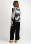 Oui Striped Zip Trim Knit Jumper, Black & Cream