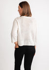 OUI Metallic Knit Cropped Sleeve Sweater, Cream & Silver