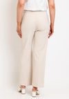 Oui Logo Waist Straight Leg Trousers, Beige