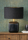 Pacific Anais Cold Cut Glass Square Table Lamp, Black