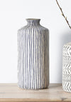 Pacific Bude Stoneware Stripe Design Vase, Blue and White