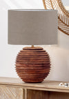 Pacific Large Round Turned Wood Table Lamp