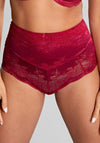 Panache Clara High Waist Lace Brief, Orchid Red