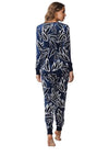 Pastunette Leaf Print Long Sleeve Pyjama Set, Navy