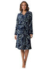 Pastunette Floral Print Long Sleeve Dressing Gown, Dark Blue