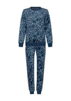 Pastunette Premium Floral Fleece Pyjama Set, Navy