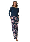 Pastunette Premium Floral Long Sleeve Pyjama Set, Navy