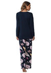 Pastunette Premium Floral Long Sleeve Pyjama Set, Navy