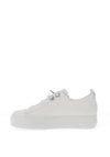 Paul Green Leather Elastic Lace Platform Trainers, Maincalf White & Silver