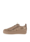 Paul Green Leather Elastic Lace Platform Trainers, Champagne