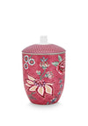 Pip Studio Flower Festival Storage Jar, Dark Pink