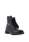 Pitillos Patent Lace Up Military Boots, Black