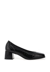 Pitillos Embossed Block Heeled Pumps, Black