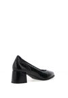 Pitillos Embossed Block Heeled Pumps, Black