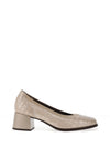 Pitillos Embossed Block Heeled Pumps, Gold