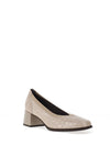 Pitillos Embossed Block Heeled Pumps, Gold