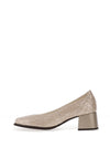 Pitillos Embossed Block Heeled Pumps, Gold