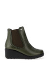 Pitillos Patent Wedge Heel Ankle Boots, Green