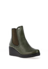 Pitillos Patent Wedge Heel Ankle Boots, Green