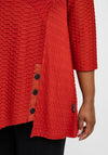 Pont Neuf Textured Button Detail Top, Deep Orange