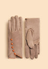 Powder Beatrice Button Detail Gloves, Stone