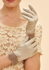 Powder Pandora Button Gloves, Cream