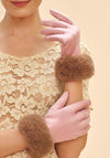 Powder Bettina Faux Fur Gloves, Pink