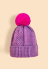 Powder Ingrid Cable Knit Bobble Hat, Purple