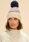 Powder Kristi Printed Bobble Hat, Cream Multi