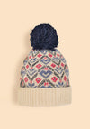 Powder Kristi Printed Bobble Hat, Cream Multi