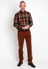 Pre End South Check Shirt, Coffee Brown Multi