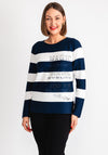 Rabe Striped Rhinestone Knit Jumper, Navy