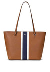 Ralph Lauren Karly Leather Crosshatch Medium Tote Bag, Tan & Soft White